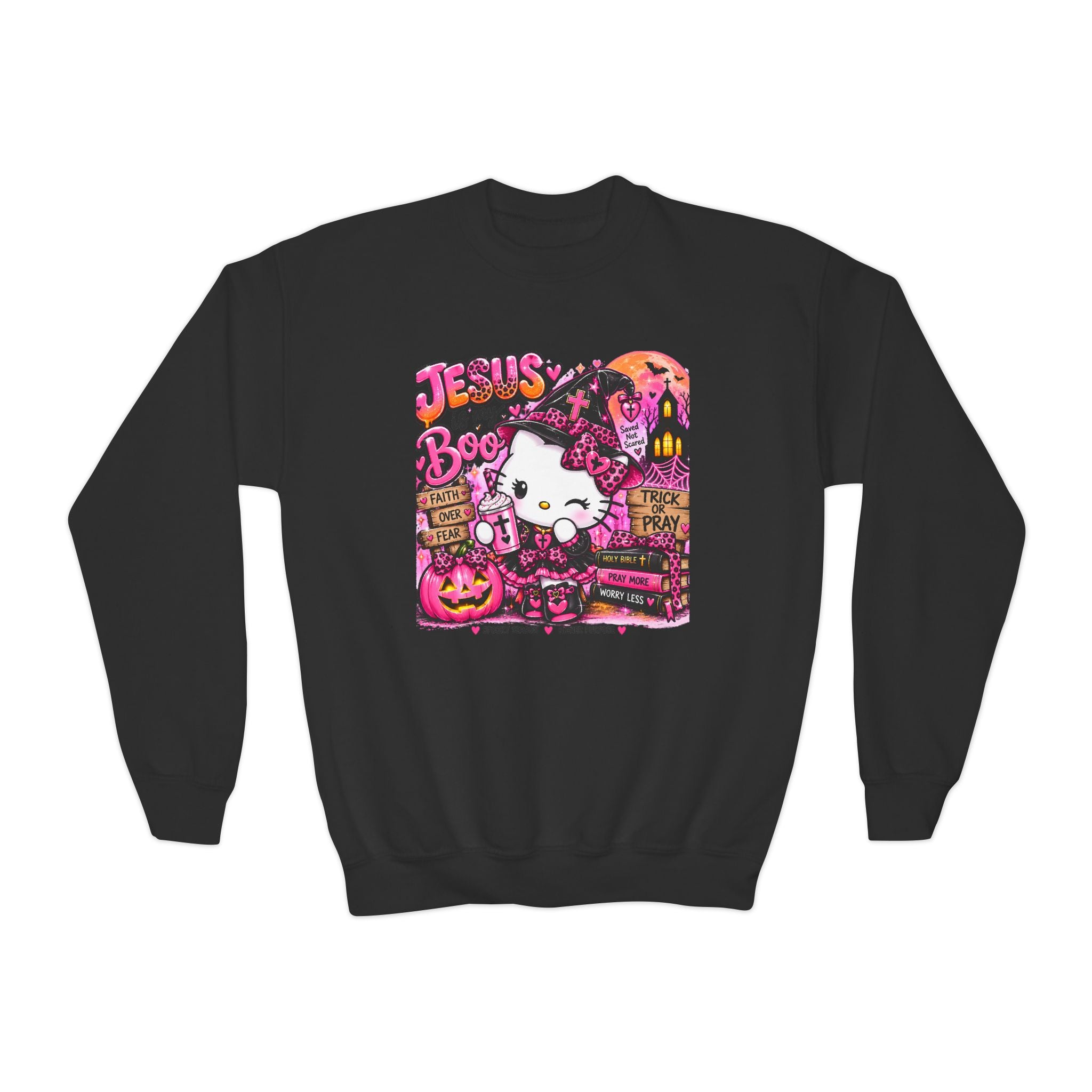 Youth hello kitty Christian Faith Crewneck Sweatshirt