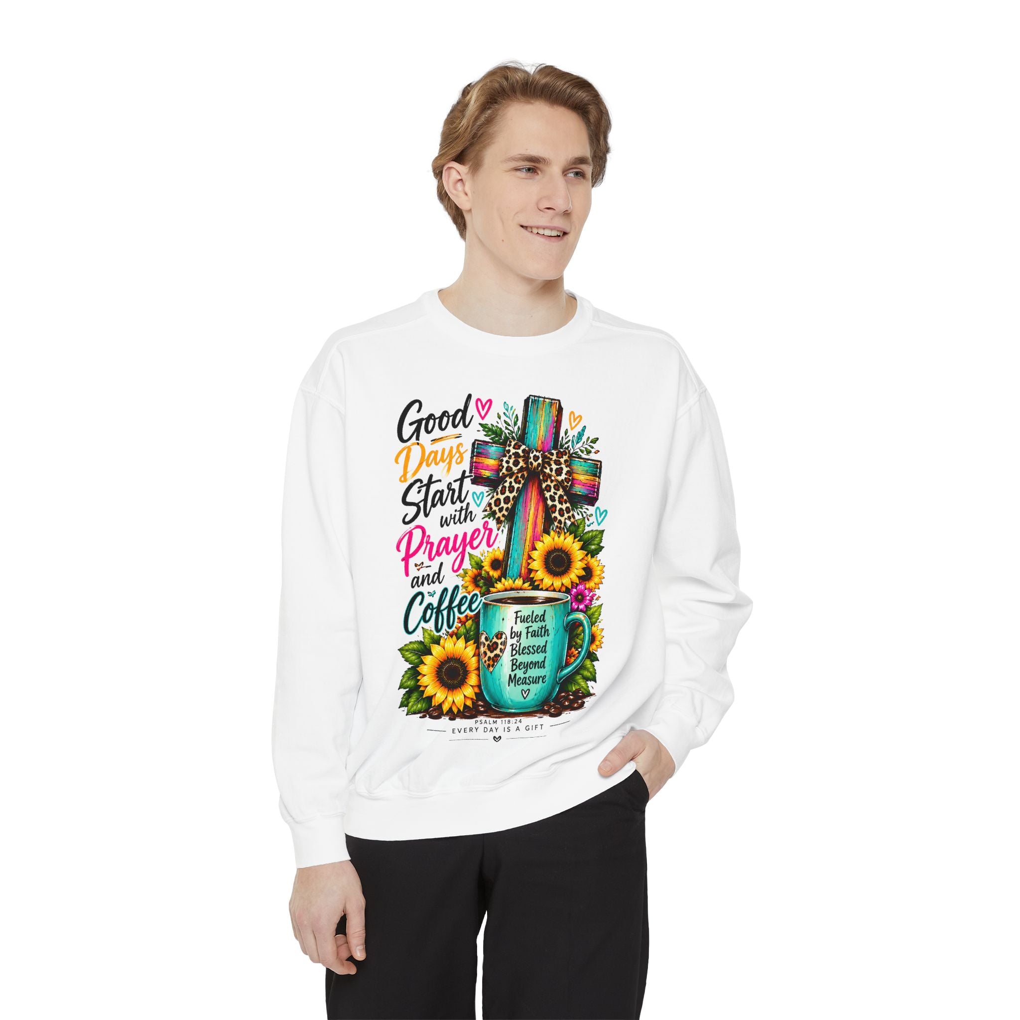 Christian Faith brightens Garment-Dyed Sweatshirt