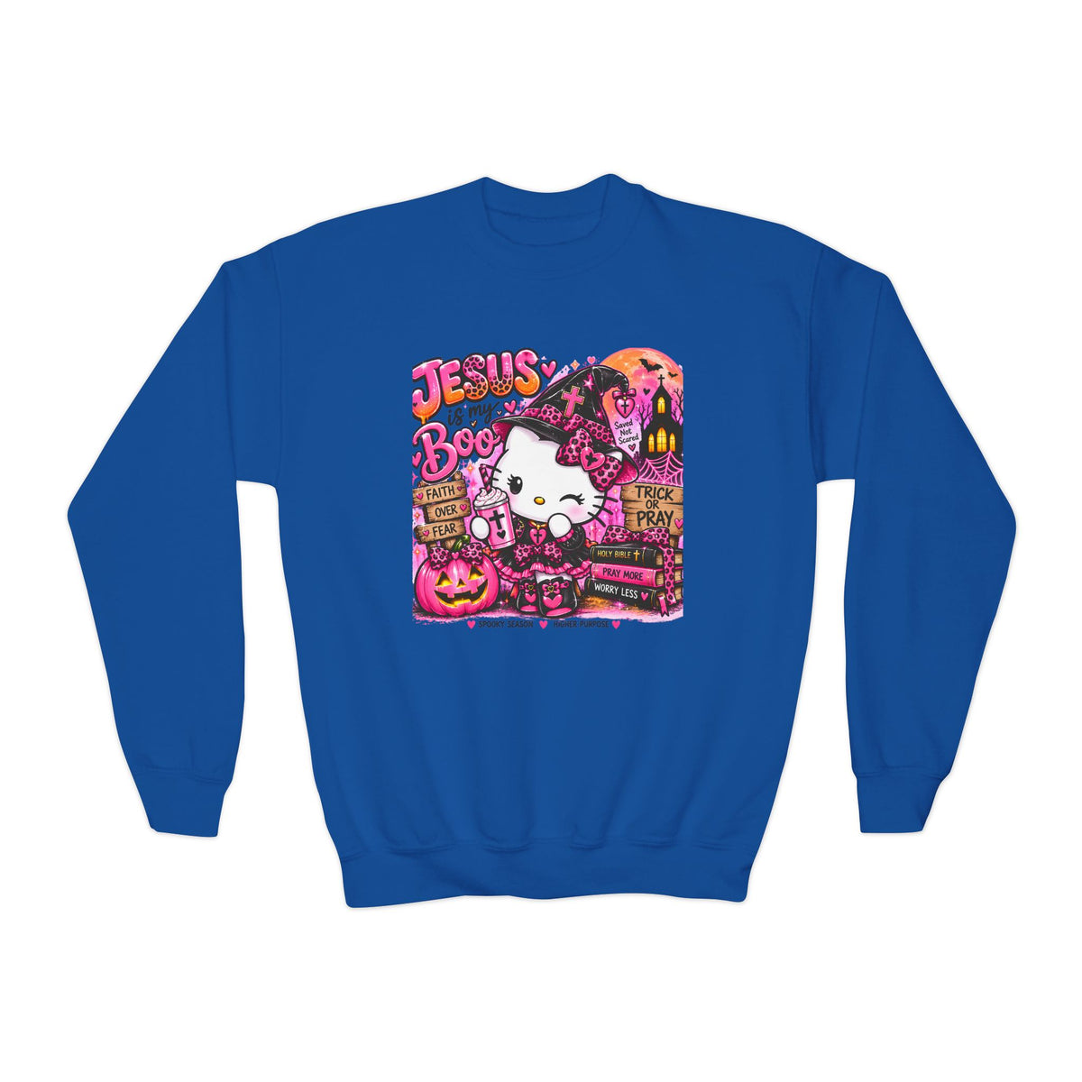 Youth hello kitty Christian Faith Crewneck Sweatshirt