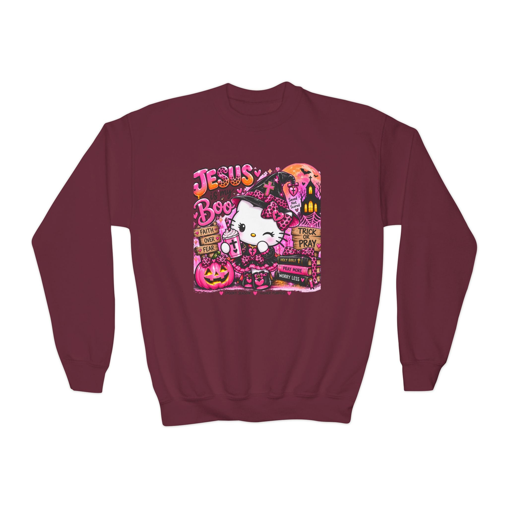 Youth hello kitty Christian Faith Crewneck Sweatshirt