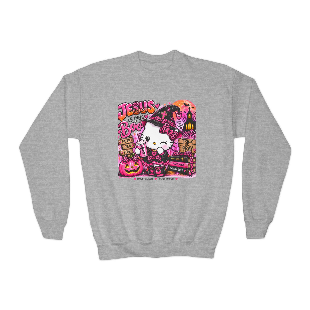 Youth hello kitty Christian Faith Crewneck Sweatshirt