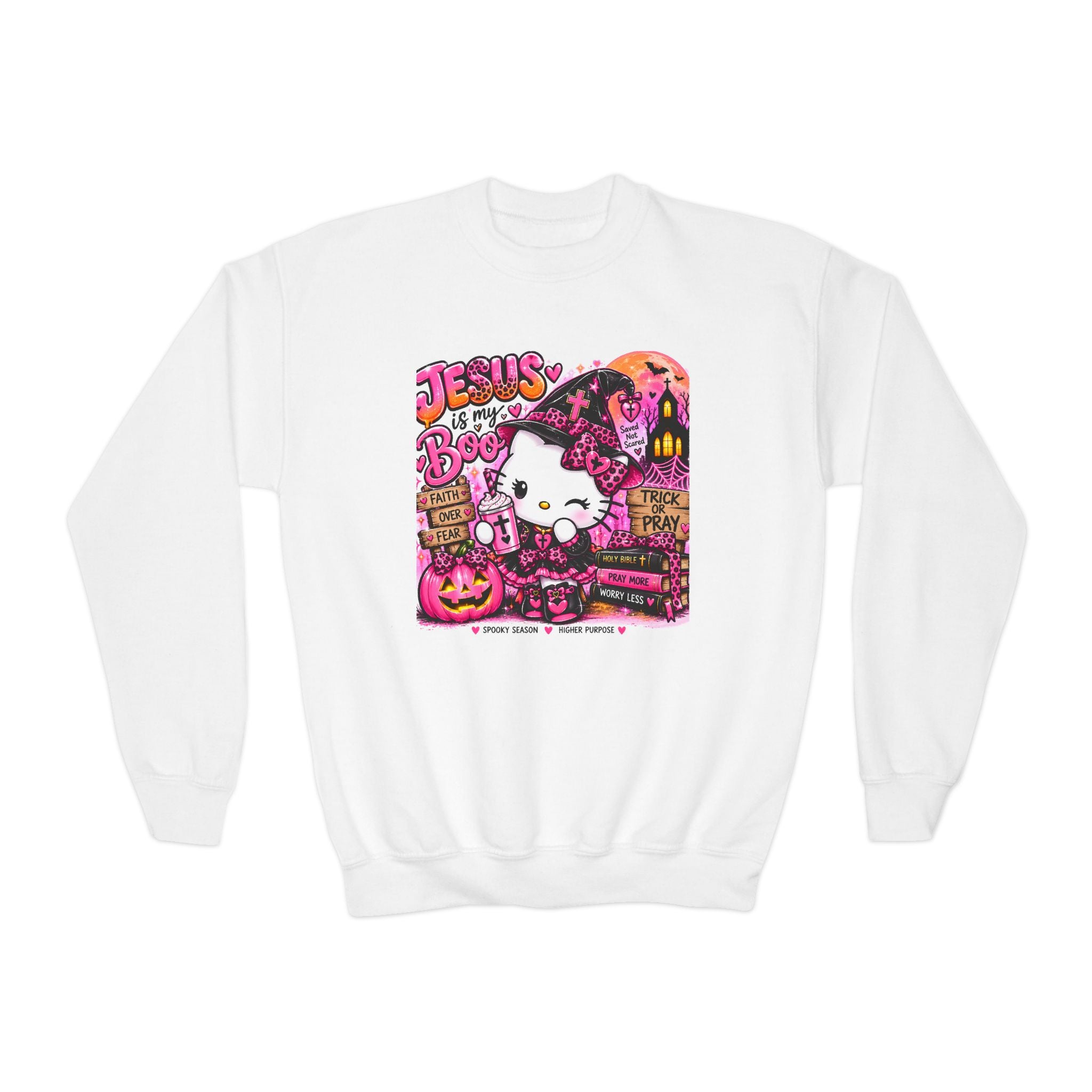 Youth hello kitty Christian Faith Crewneck Sweatshirt