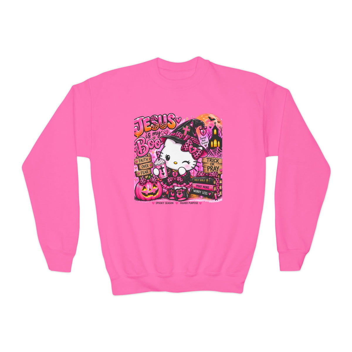 Youth hello kitty Christian Faith Crewneck Sweatshirt